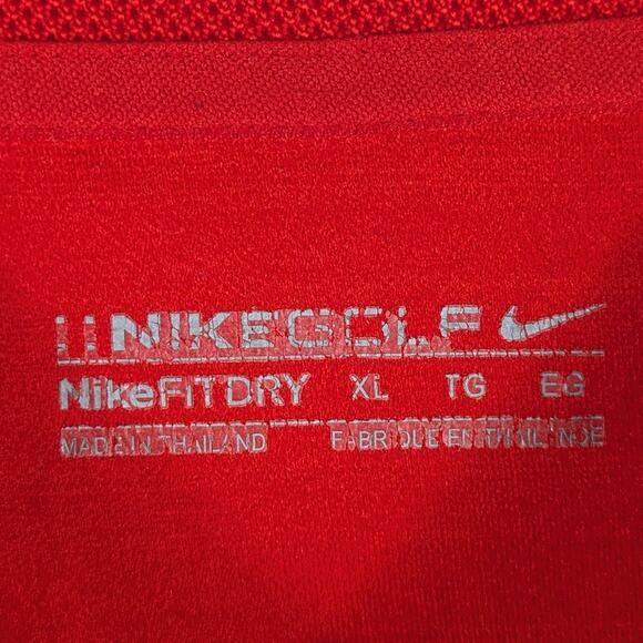 Nike Golf XL Red Stripe Polo Shirt FitDry Performance Short Sleeve Dri Athletic - Picture 2 of 4